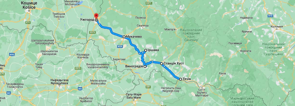 Україна — Закарпаття — зручні рейси містами регіону